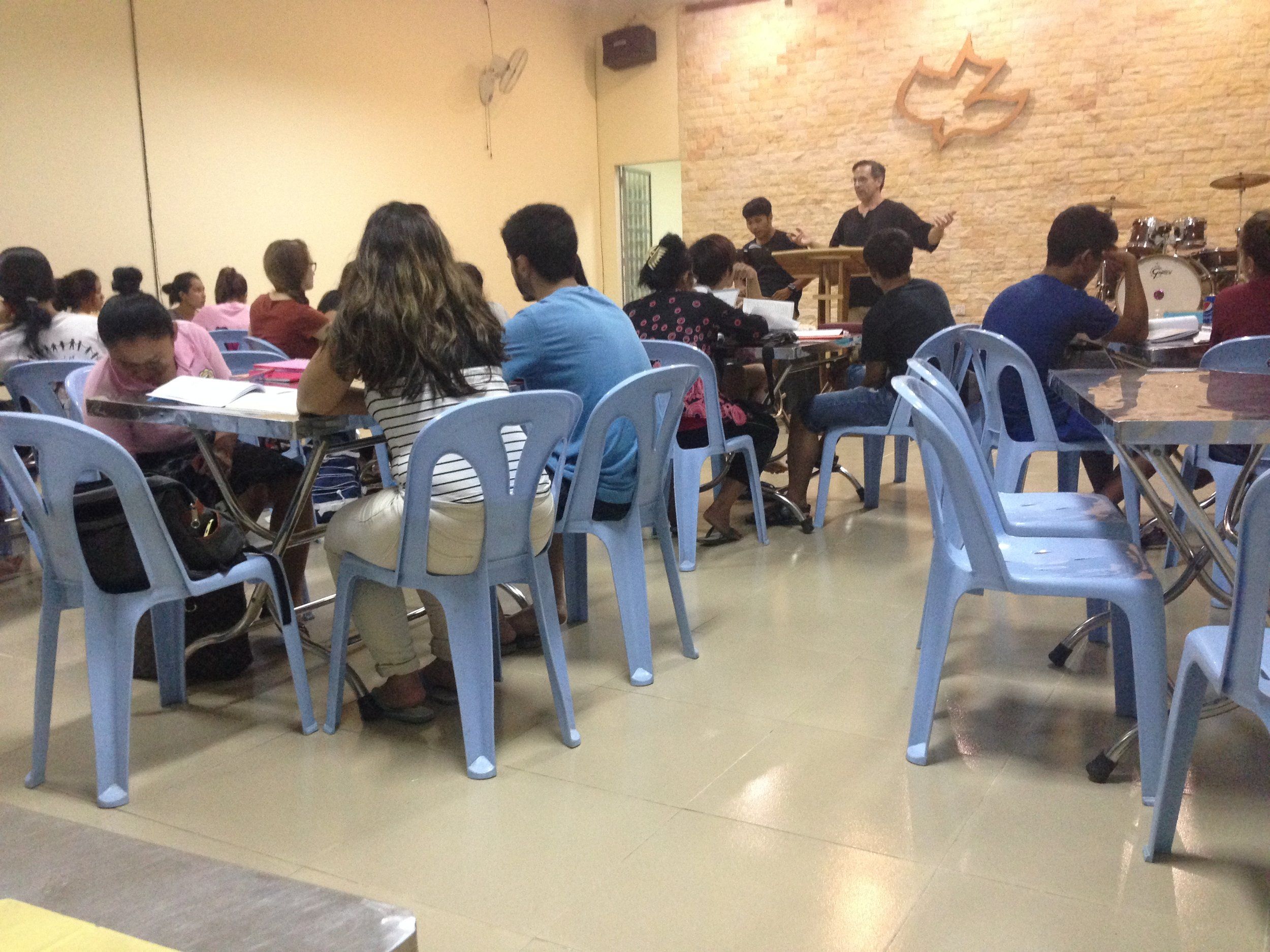 Students studying at Calvary Chapel Phnom Penh School of Ministry