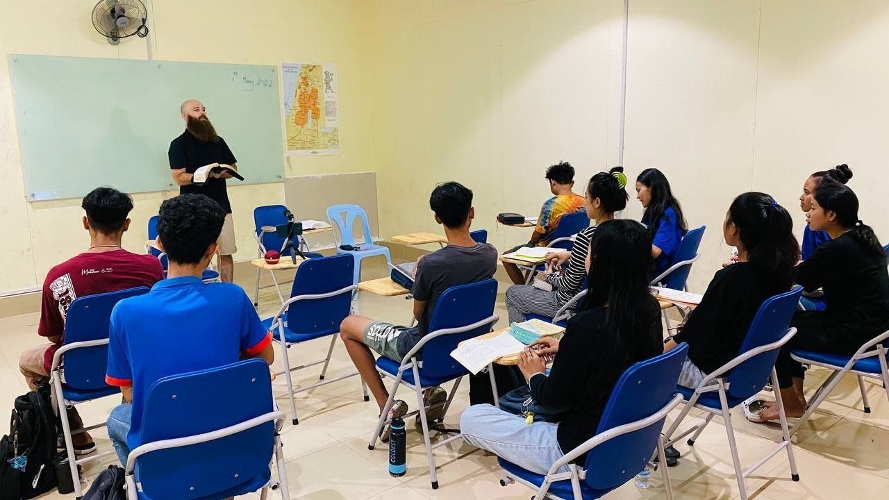 Bible school students dedicated to studying God's Word at night